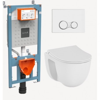 Инсталляция с унитазом VITRA S40 SMOOTHFLUSH с тонким сиденьем с микролифтом клавиша хром глянцевый Инсталляция с унитазом VITRA S40 SMOOTHFLUSH с тонким сиденьем с микролифтом клавиша хром глянцевый