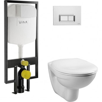 Комплект подвесной унитаз VITRA NORMUS, система инсталляции VITRA V12, кнопка LOOP O глянцевый белый, сиденье стандарт Комплект подвесной унитаз VITRA NORMUS, система инсталляции VITRA V12, кнопка LOOP O глянцевый белый, сиденье стандарт
