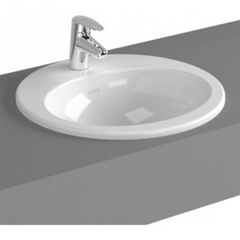 Накладная раковина VITRA S20, круглая 48 cм, c переливом, цвет белый Накладная раковина VITRA S20, круглая 48 cм, c переливом, цвет белый