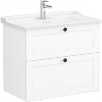 Тумба VITRA ROOT CLASSIC 80 см с классической раковиной 2 ящика, матовый белый Тумба VITRA ROOT CLASSIC 80 см с классической раковиной 2 ящика, матовый белый