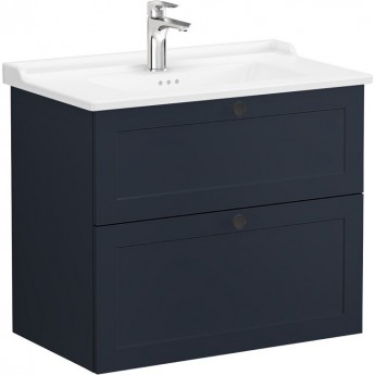 Тумба VITRA ROOT CLASSIC 80 см с классической раковиной 2 ящика матовый темно-синий Тумба VITRA ROOT CLASSIC 80 см с классической раковиной 2 ящика матовый темно-синий