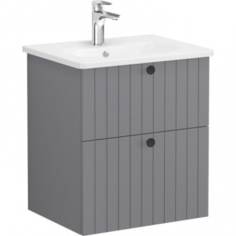 Тумба VITRA ROOT GROOVE 60 см с круглой раковиной 2 ящика матовый серый Тумба VITRA ROOT GROOVE 60 см с круглой раковиной 2 ящика матовый серый