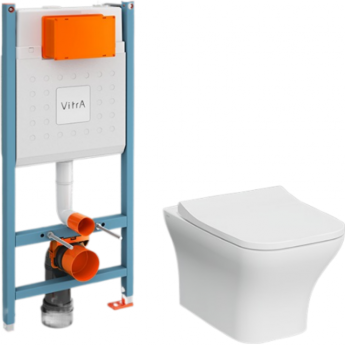 Унитаз с инсталляцией VITRA MIA SQUARE L-BOX кнопка хром Унитаз с инсталляцией VITRA MIA SQUARE L-BOX кнопка хром
